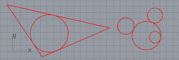 Vẽ đường tròn tiếp xúc  (tiếp tuyến ) với 3 đối tượng