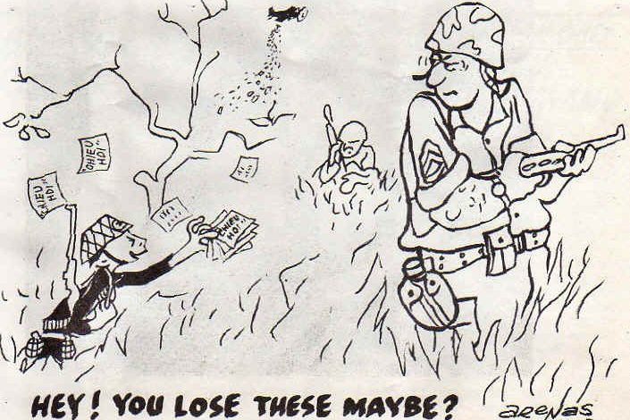 Tranh vẽ của lính Mỹ về việc rải truyền đơn kêu gọi chiêu hồi. Posted by Admin ĐN