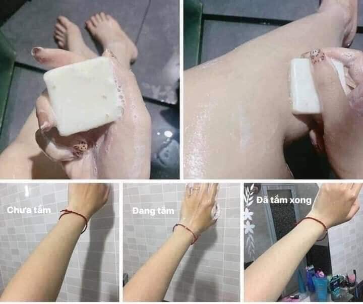 Hình ảnh trước và sau khi dùng xà phòng kích trắng sữa gạo Thái Lan