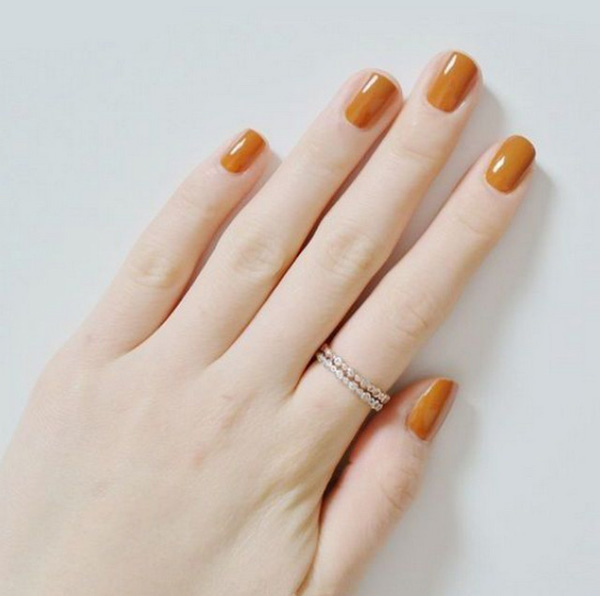 mẫu nail đẹp màu cam 03