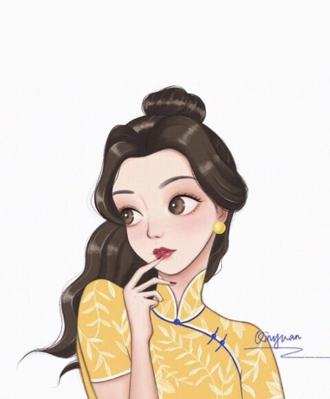 hình ảnh công chúa - nàng Belle với phong cách Trung Quốc mới lạ