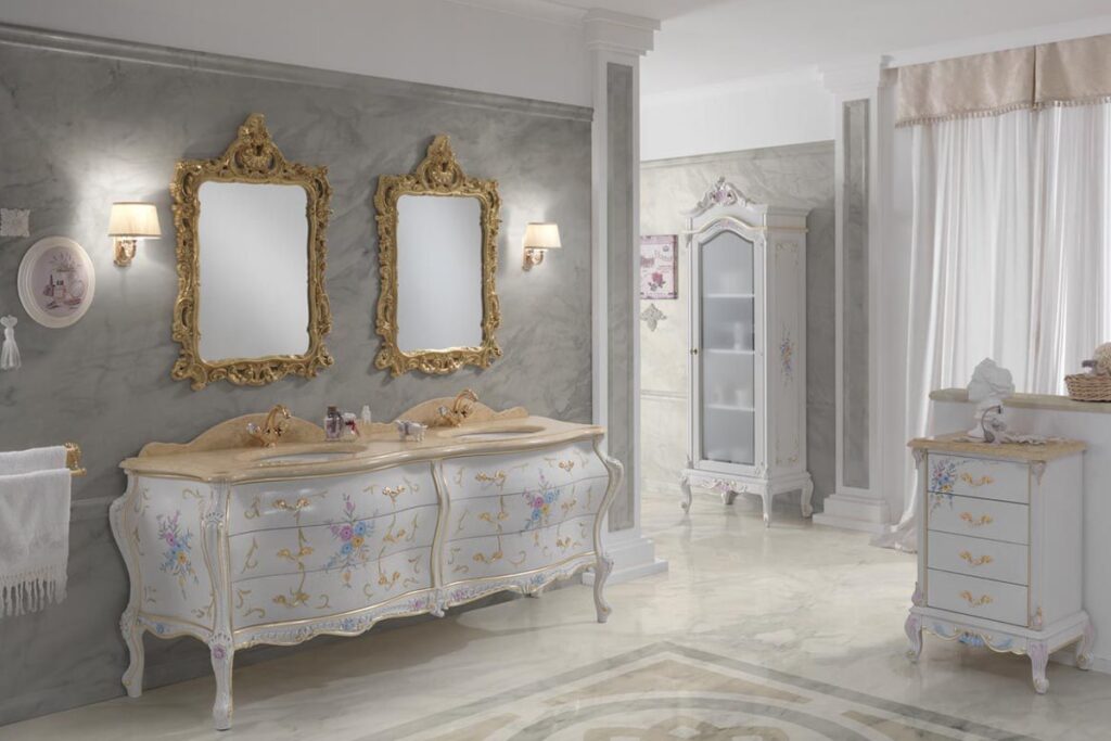 Kiến trúc Baroque là gì? Phòng tắm mang phong cách Baroque với những chất liệu cao cấp. (Ảnh sưu tầm)