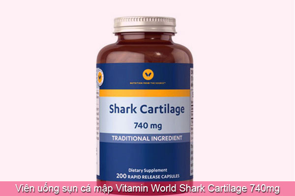 Viên uống sụn cá mập Vitamin World Shark Cartilage 740mg của Mỹ