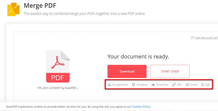 phần mềm nối file PDF EasePDF 3