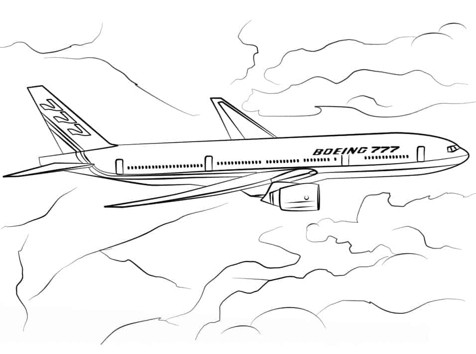 Tranh tô màu máy bay Boeing 777